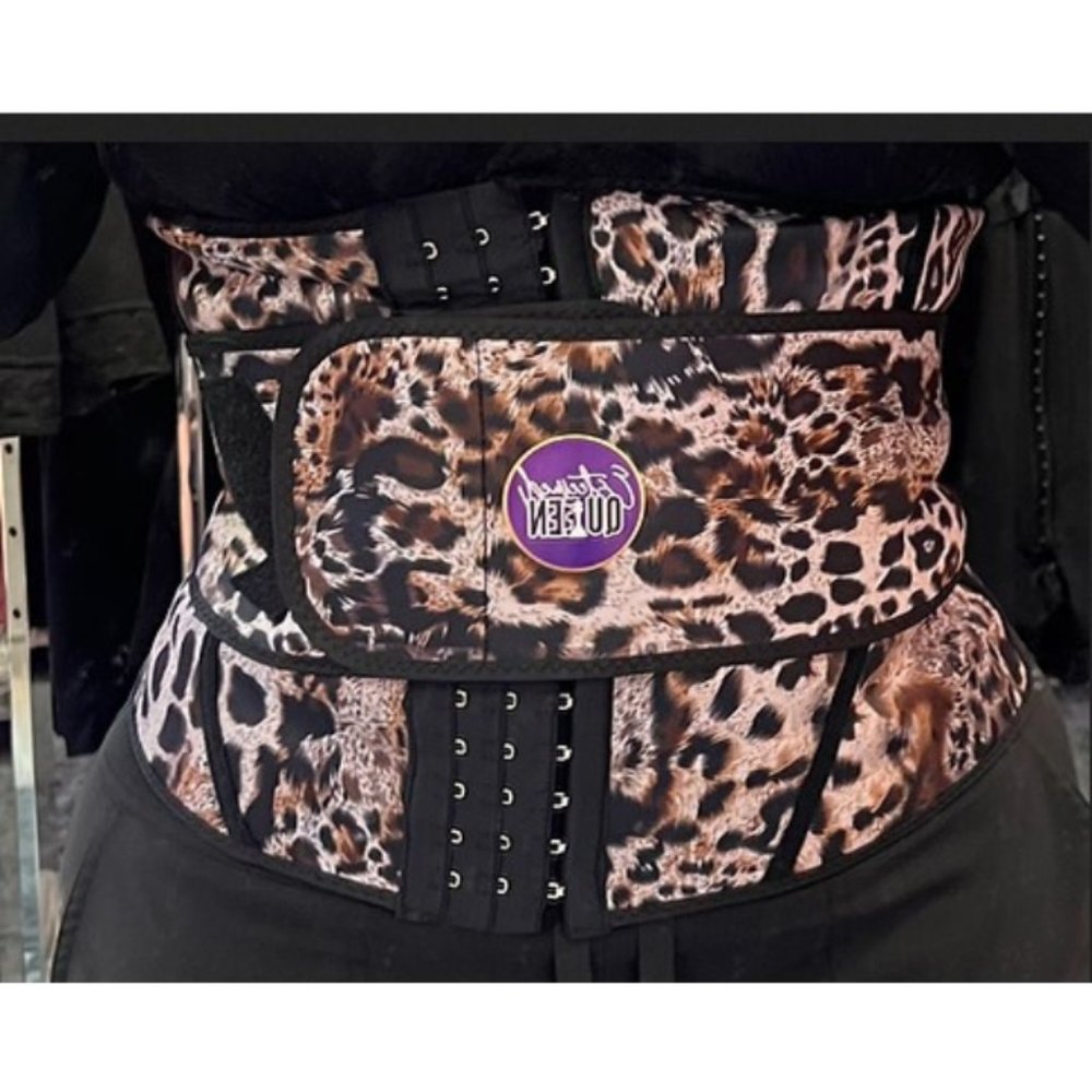 Esteemed Queen Womens Leopard Print Waist Trainer Cincher Brown Various Sizes